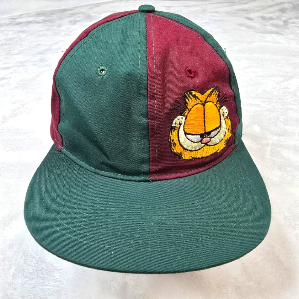 VTG 90's Paws Fresh Caps Garfield The Cat Colorblock Snapback Hat
